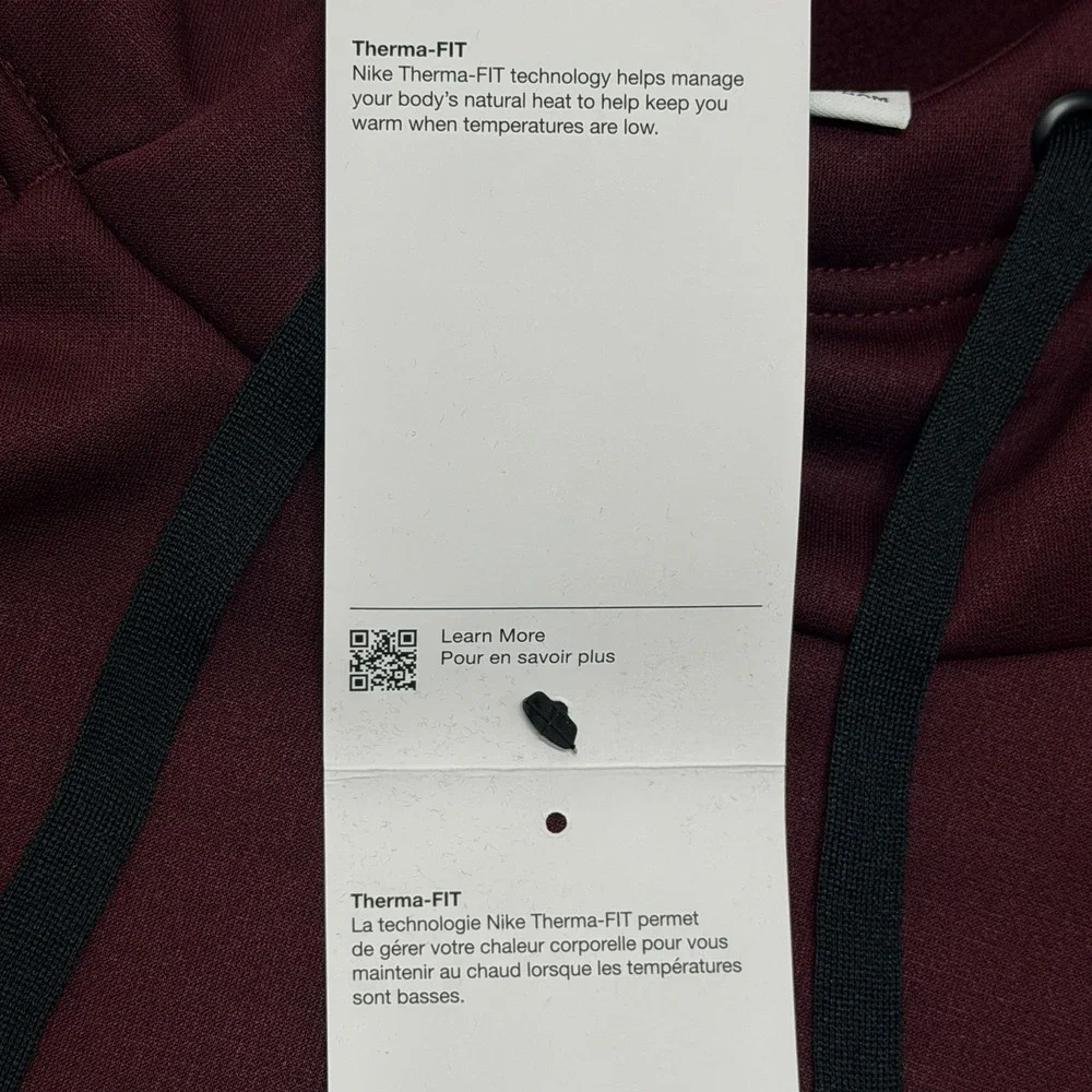 Nike Mens Therma-FIT Pullover Swoosh Hoodie Burgundy Small NWT